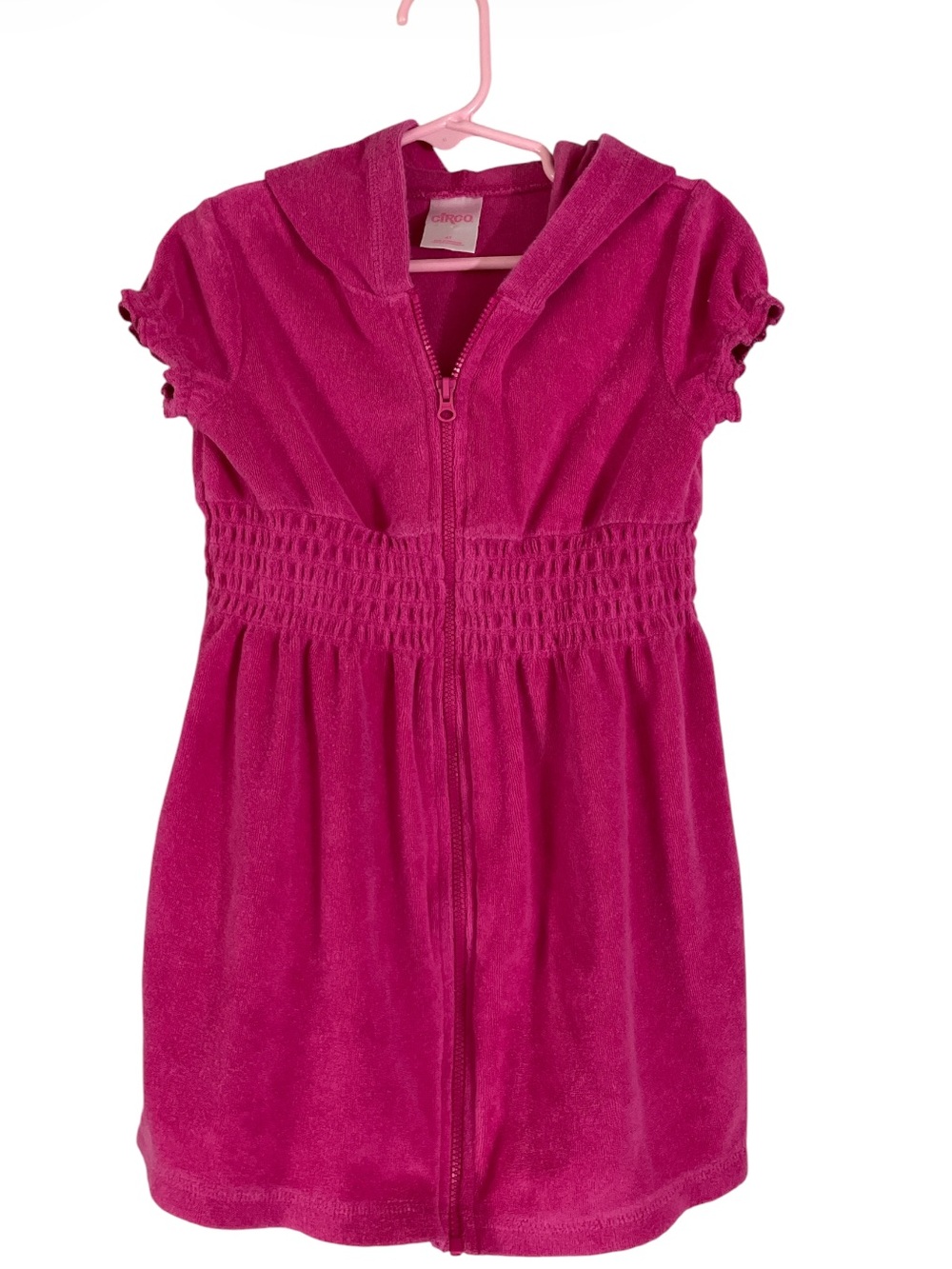 Girls size 4 terry cloth zip up hooded swim cover up Circo